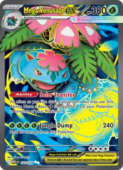 Mega Venusaur ex — Mega Evolution #155, 2025. Illustrated by 5ban Graphics.