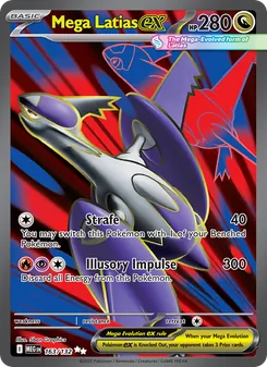 Mega Latias ex — Mega Evolution #163, 2025. Illustrated by 5ban Graphics.