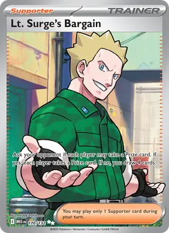 Lt. Surge's Bargain — Mega Evolution #170, 2025. Illustrated by Hideki Ishikawa.