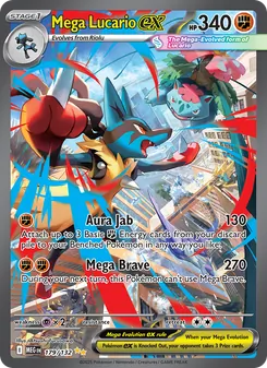 Mega Lucario ex — Mega Evolution #179, 2025. Illustrated by Atsushi Furusawa.