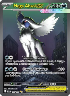 Mega Absol ex — Mega Evolution #180, 2025. Illustrated by Mitsuhiro Arita.