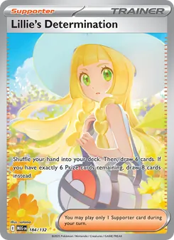 Lillie's Determination — Mega Evolution #184, 2025. Illustrated by satoma.