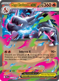 Mega Charizard X ex — Phantasmal Flames #013, 2025. Illustrated by takuyoa.