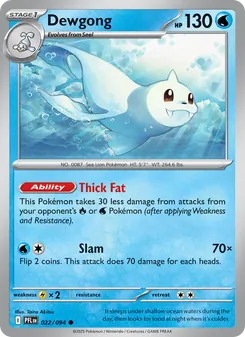 Dewgong — Phantasmal Flames #022, 2025. Illustrated by Taira Akitsu.