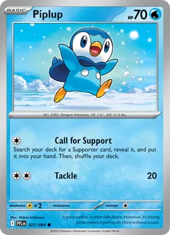 Piplup — Phantasmal Flames #027, 2025. Illustrated by Hideki Ishikawa.