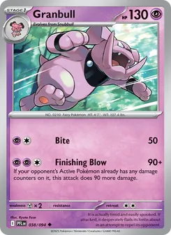 Granbull — Phantasmal Flames #038, 2025. Illustrated by Ryuta Fuse.