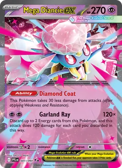 Mega Diancie ex — Phantasmal Flames #041, 2025. Illustrated by aky CG Works.