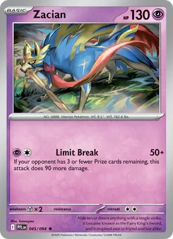 Zacian — Phantasmal Flames #045, 2025. Illustrated by kawayoo.