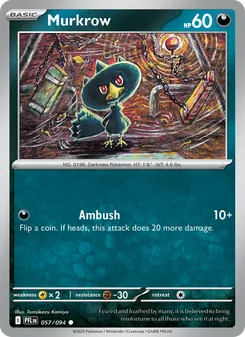 Murkrow — Phantasmal Flames #057, 2025. Illustrated by Tomokazu Komiya.