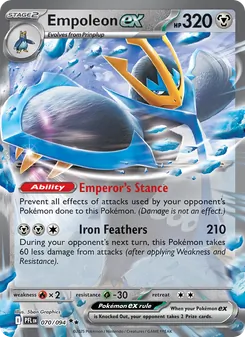 Empoleon ex — Phantasmal Flames #070, 2025. Illustrated by 5ban Graphics.