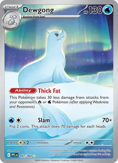Dewgong — Phantasmal Flames #097, 2025. Illustrated by satoma.