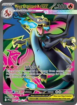 Mega Charizard X ex — Phantasmal Flames #109, 2025. Illustrated by takuyoa.