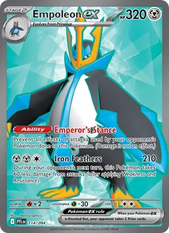 Empoleon ex — Phantasmal Flames #114, 2025. Illustrated by 5ban Graphics.