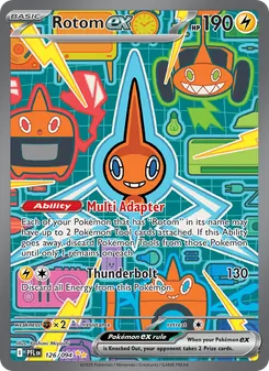 Rotom ex — Phantasmal Flames #126, 2025. Illustrated by Yoshimi Miyoshi.