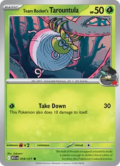 Team Rocket's Tarountula — Ascended Heroes #018, 2026. Illustrated by Saboteri.