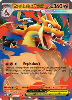 Mega Charizard Y ex — Ascended Heroes #022, 2026. Illustrated by aky CG Works.