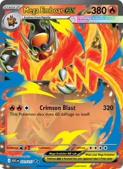 Mega Emboar ex — Ascended Heroes #031, 2026. Illustrated by 5ban Graphics.