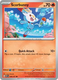 Scorbunny — Ascended Heroes #036, 2026. Illustrated by Cona Nitanda.
