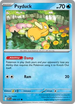 Psyduck — Ascended Heroes #039, 2026. Illustrated by Jiro Sasumo.