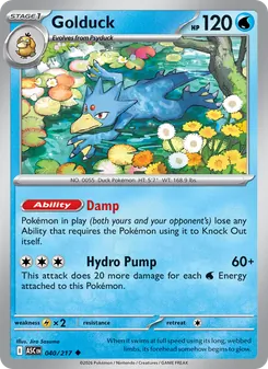 Golduck — Ascended Heroes #040, 2026. Illustrated by Jiro Sasumo.
