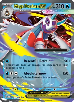 Mega Froslass ex — Ascended Heroes #047, 2026. Illustrated by 5ban Graphics.