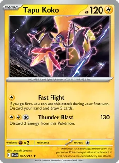 Tapu Koko — Ascended Heroes #067, 2026. Illustrated by Anesaki Dynamic.