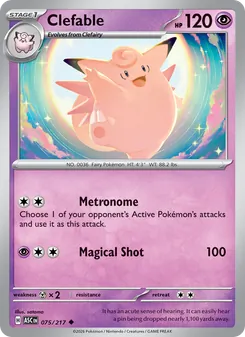 Clefable — Ascended Heroes #075, 2026. Illustrated by satoma.