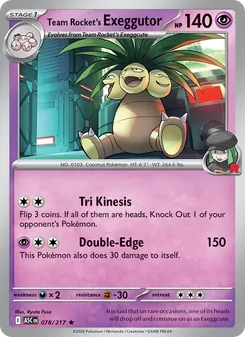 Team Rocket's Exeggutor — Ascended Heroes #078, 2026. Illustrated by Ryuta Fuse.