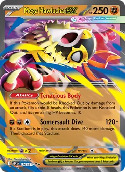 Mega Hawlucha ex — Ascended Heroes #116, 2026. Illustrated by 5ban Graphics.