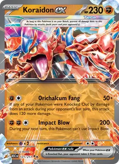 Koraidon ex — Ascended Heroes #121, 2026. Illustrated by aky CG Works.