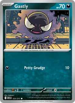 Gastly — Ascended Heroes #123, 2026. Illustrated by Saboteri.
