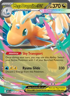 Mega Dragonite ex — Ascended Heroes #152, 2026. Illustrated by aky CG Works.