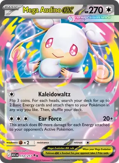 Mega Audino ex — Ascended Heroes #172, 2026. Illustrated by 5ban Graphics.