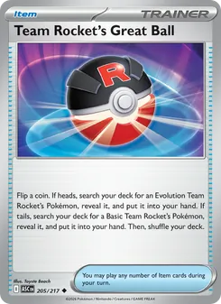 Team Rocket's Great Ball — Ascended Heroes #205, 2026. Illustrated by Toyste Beach.
