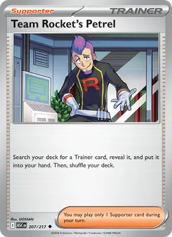 Team Rocket's Petrel — Ascended Heroes #207, 2026. Illustrated by GOSSAN.