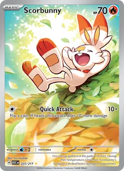 Scorbunny — Ascended Heroes #225, 2026. Illustrated by Yuu Nishida.