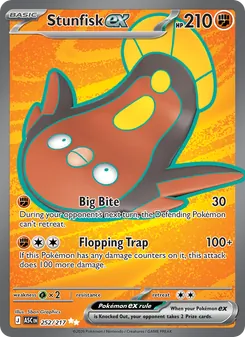 Stunfisk ex — Ascended Heroes #252, 2026. Illustrated by 5ban Graphics.