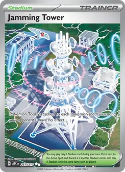 Jamming Tower — Ascended Heroes #261, 2026. Illustrated by AYUMI ODASHIMA.