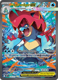 Mega Feraligatr ex — Ascended Heroes #274, 2026. Illustrated by Souichirou Gunjima.