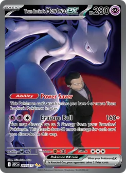 Team Rocket's Mewtwo ex — Ascended Heroes #281, 2026. Illustrated by Mitsuhiro Arita.