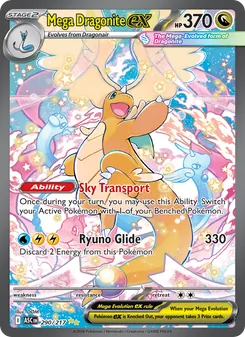 Mega Dragonite ex — Ascended Heroes #290, 2026. Illustrated by DOM.