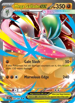 Mega Gallade ex — Chaos Rising #048, 2026. Illustrated by 5ban Graphics.