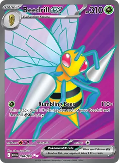 Beedrill ex — Chaos Rising #098, 2026. Illustrated by 5ban Graphics.