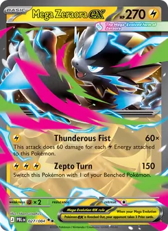Mega Zeraora ex — Pitch Black #027, 2026. Illustrated by 5ban Graphics.