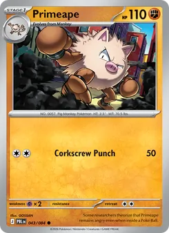 Primeape — Pitch Black #043, 2026. Illustrated by GOSSAN.