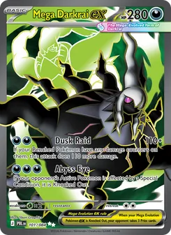 Mega Darkrai ex — Pitch Black #101, 2026. Illustrated by 5ban Graphics.