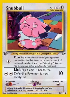 Snubbull — Neo Genesis #74, 2000. Illustrated by Mitsuhiro Arita.