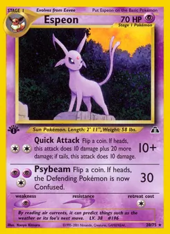 Espeon — Neo Discovery #20, 2001. Illustrated by Naoyo Kimura.