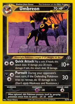 Umbreon — Neo Discovery #32, 2001. Illustrated by Naoyo Kimura.