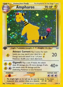 Ampharos — Neo Revelation #1, 2001. Illustrated by Toshinao Aoki.